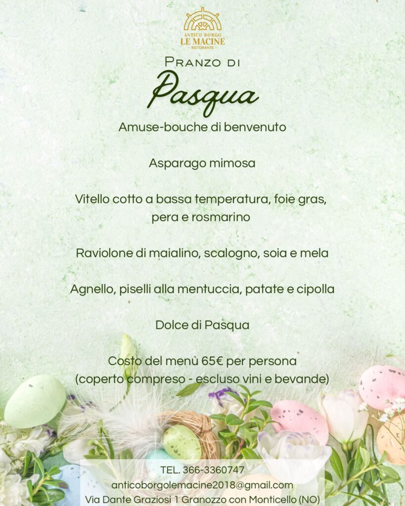 Menu Pasqua 2026 Antico Borgo Le Macine